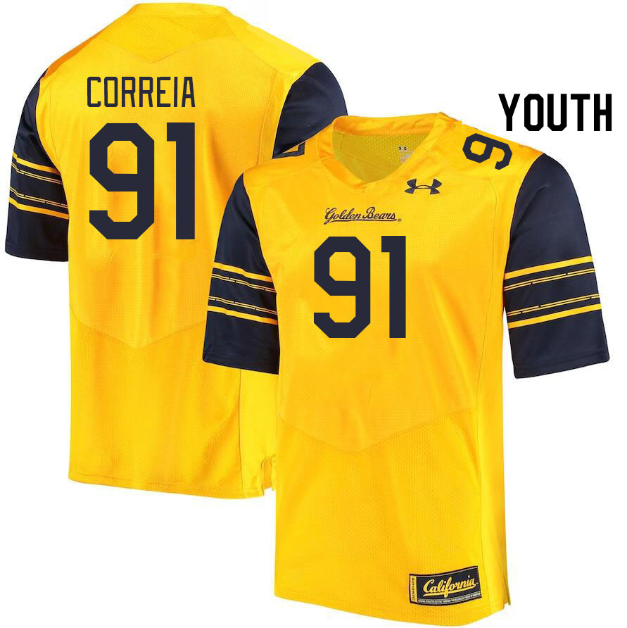 Youth #91 Ricky Correia California Golden Bears College Football Jerseys Stitched Sale-Gold - Click Image to Close